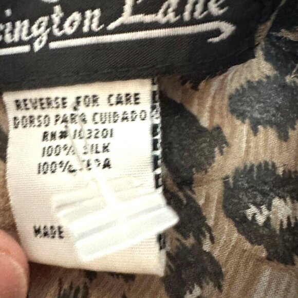 Vintage Silk Leopard Print Longline Tunic Button Front Sheer Slits - Picture 6 of 16